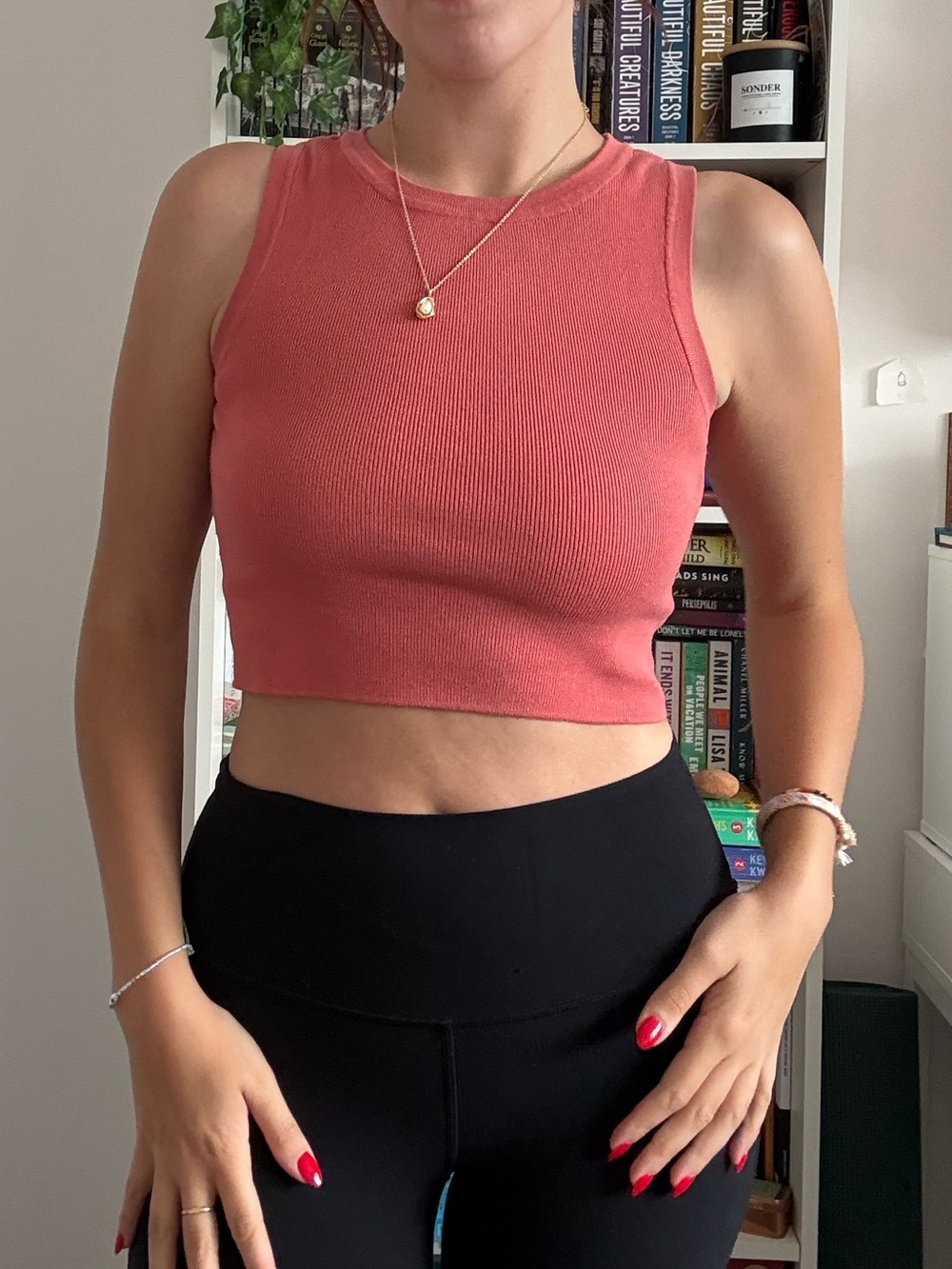 Primark Coral Ribbed Crop Tank
